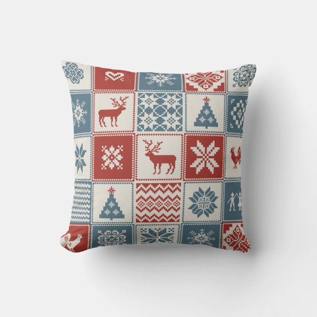 Coussin Christmas pattern in patchwork style. Traditional  (Recto)