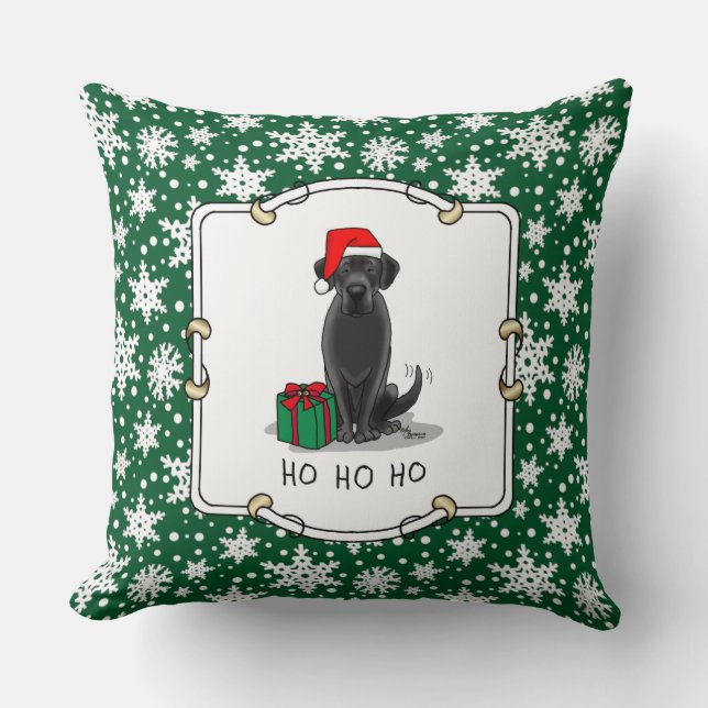 Coussin Christmas Père Noël Black Labrador Retriever Cute (Recto)