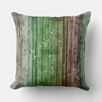 Coussin Christmas Retro Red Green Rustic Wood Texture 
