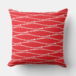 COUSSIN CHRISTMAS ROUGE & BLANC CHAÎNE DE PERLES