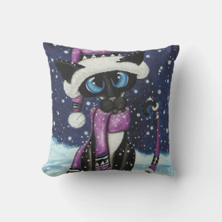 Coussin Christmas Snow Siamese Cat American MoJo Pillows