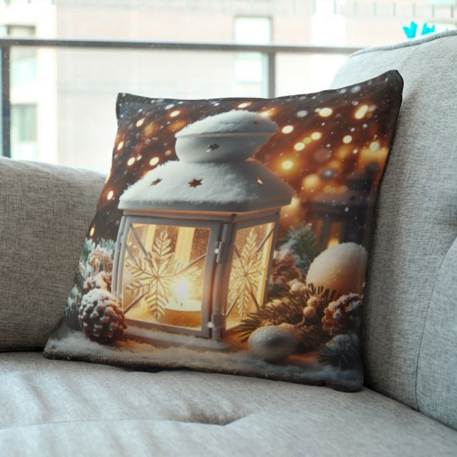 Coussin Christmas Snowy Lantern Serenity (Créateur téléchargé)