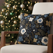 Christmas Tropical Coastal Blue Hibiscus Floral 