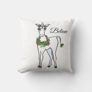Coussin Christmas Unicorn, juste croire