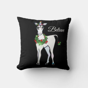 Coussin Christmas Unicorn, juste croire