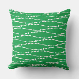 COUSSIN CHRISTMAS VERT & BLANC CHAÎNE DE PERLES