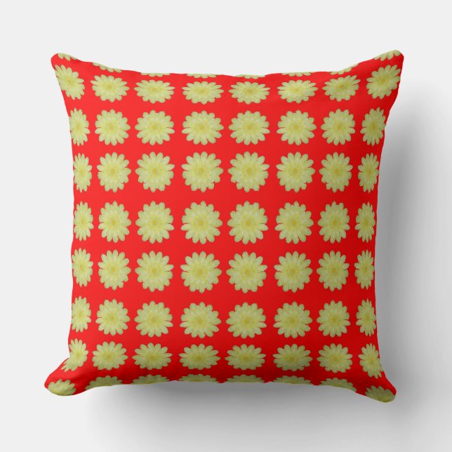 Coussin Chrysanthème jaune sur fond orange (Recto)