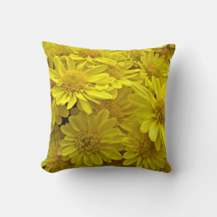 Coussin Chrysanthèmes Jaune Ensoleillé