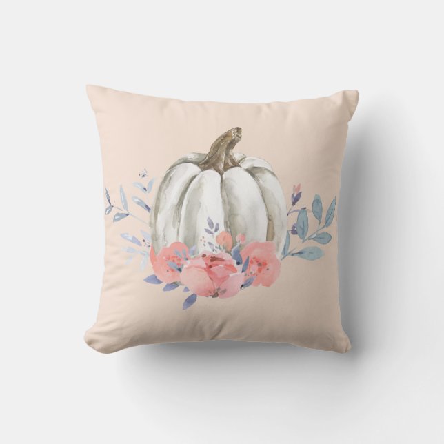 Coussin Chute Citrouille Aquarelle Pink Floral Folio (Recto)