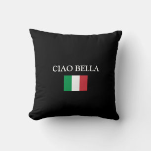 Coussin CIAO BELLA  Drapeau ITALIE Noir