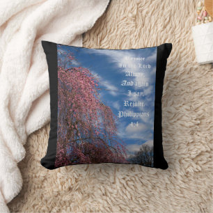 Coussin Ciel d'avril avec Philippiens 4:4