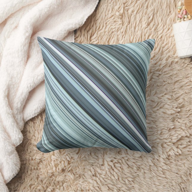 Coussin Ciel d'hiver Aqua Bleu Bleu Bande et Plaid (Couverture)