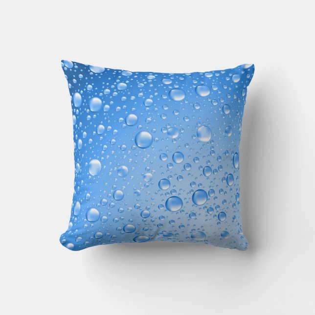Coussin Ciel métallique Bleu Pluie gouttes (Recto)