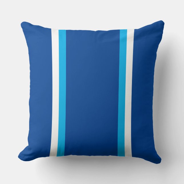 Coussin Ciel Nautique Blancs Sur Bleu Profond (Recto)