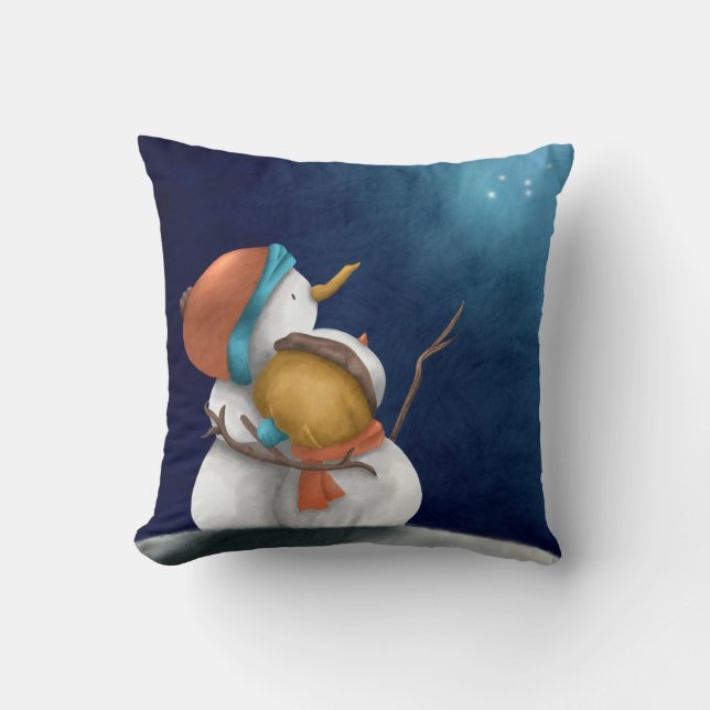 Coussin Ciel nocturne Les neigeurs regardent les étoiles (Recto)