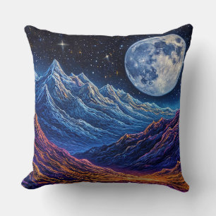 Coussin Ciel nocturne majestueux au-dessus des montagnes e