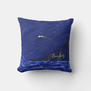 Coussin Ciel nocturne océan falaise étoile filante Personn