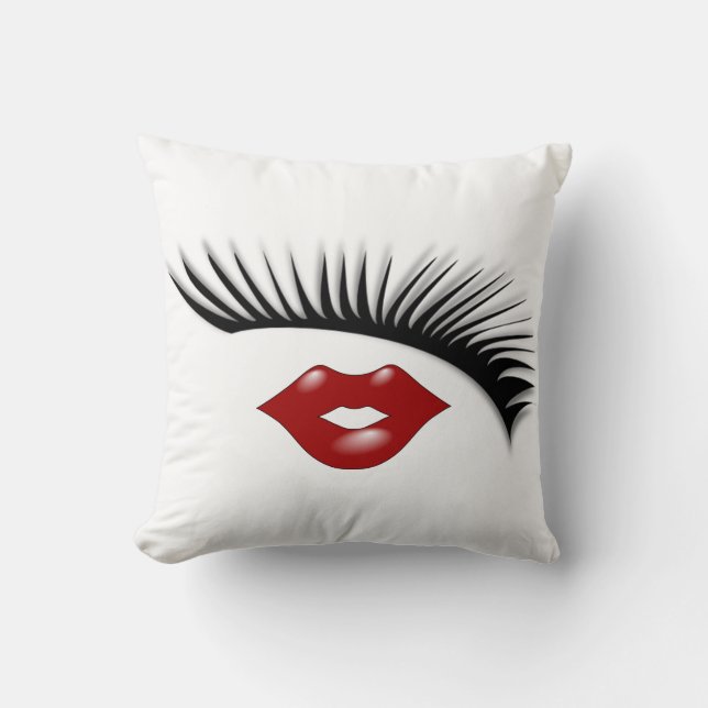 Coussin Cils et concepteur chics féminins Artsy de lèvres (Recto)