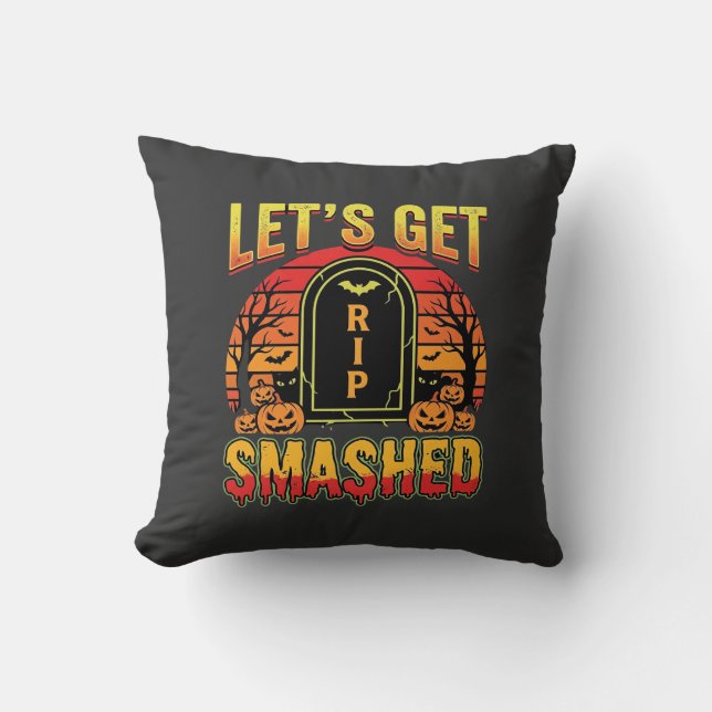 Coussin Cimetière de citrouilles Halloween dévasté (Recto)