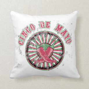 Coussin Cinco de Mayo dévêtu avec poivrons et rayures