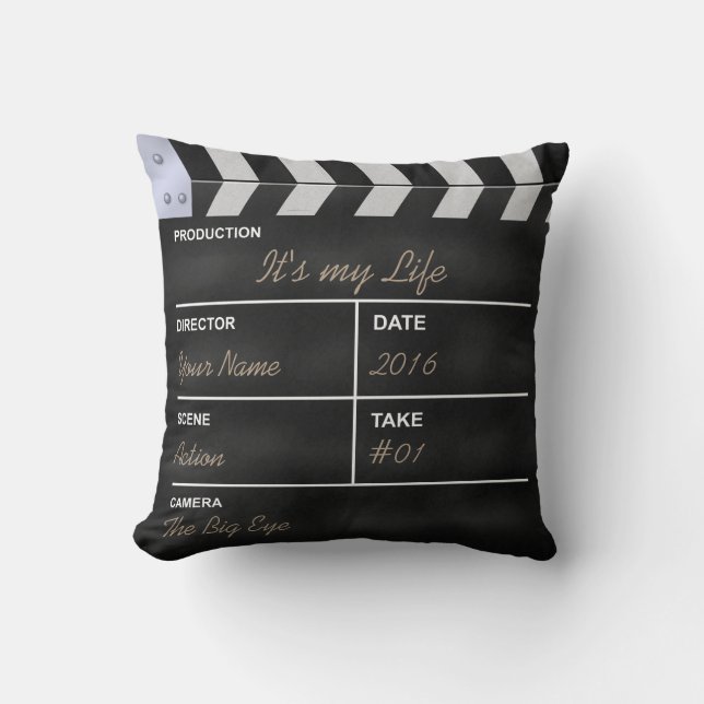 Coussin Cinéma de claquette "c'est ma vie " (Recto)