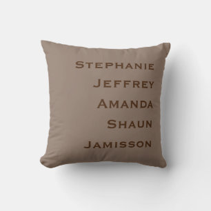 Coussin Cinq noms Tan et Carré Brown Jeu d'oreiller