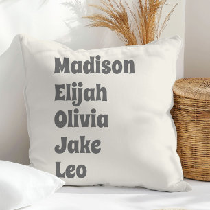 Coussin Cinq petits-enfants de la famille nom crème rétro