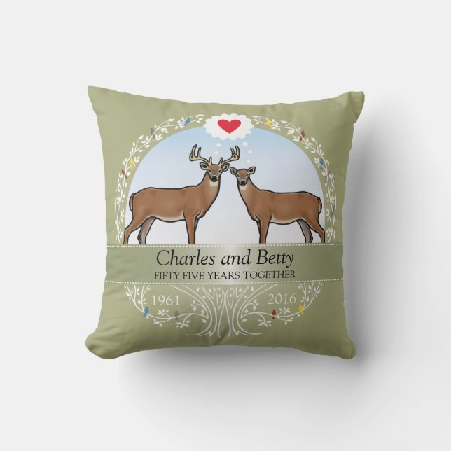 Coussin Cinquante-cinquième anniversaire, mâle et daine de (Recto)