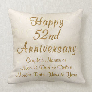 Coussin Cinquante-deuxième cadeaux heureux d'anniversaire,