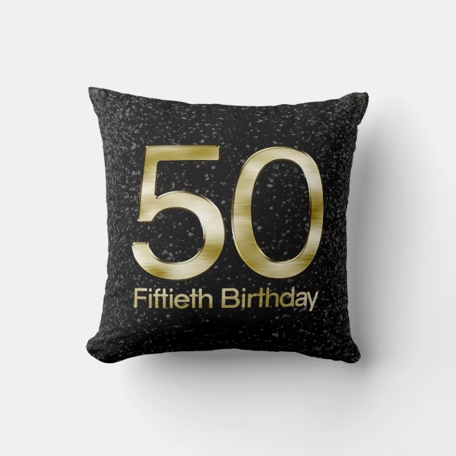 Coussin cinquantième Anniversaire, charme noir élégant (Recto)
