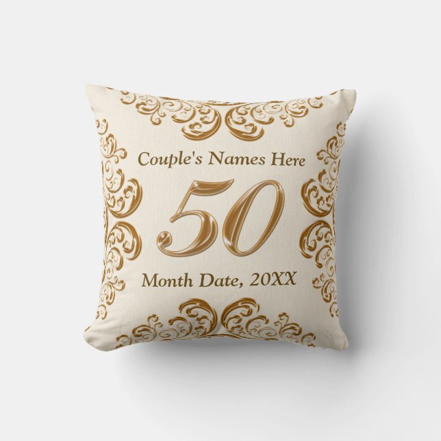Coussin Cinquantième cadeaux personnalisés d'anniversaire, (Recto)