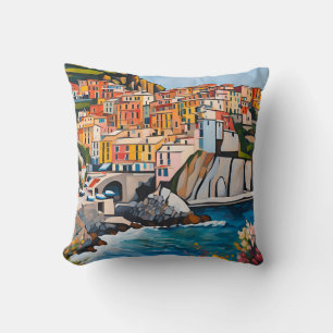 Coussin Cinque Terre Italie Côte méditerranéenne d'Art Mod