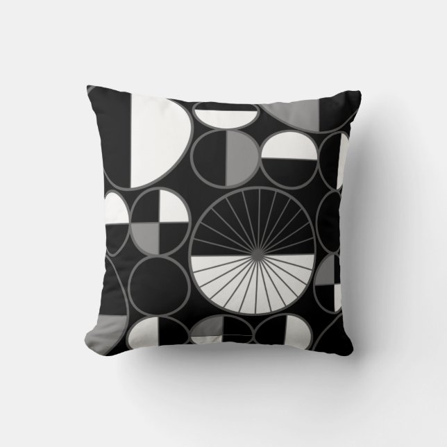 Coussin Circles Halves Black Gray (Recto)