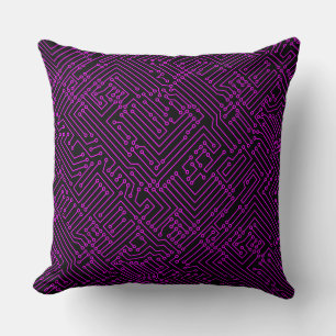 Coussin Circuitrie - Magenta en noir