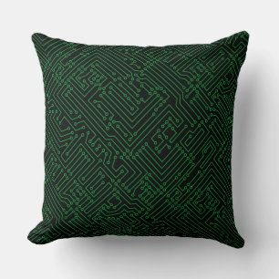 Coussin Circuitrie - Vert herbe sur noir