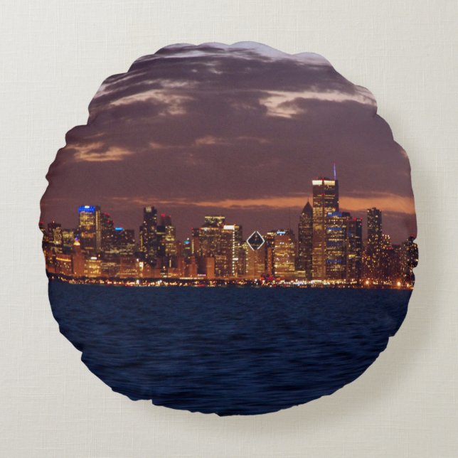 Coussin circulaire de Chicago Skyline (Devant)