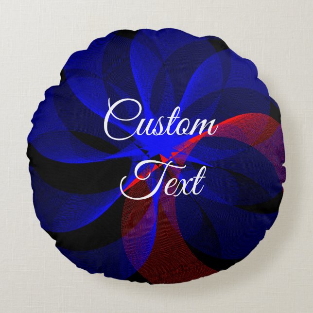 Coussin circulaire géométrique à Accent bleu pivot (Devant)