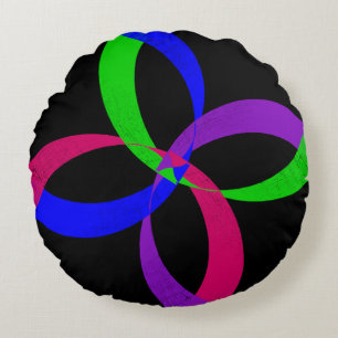Coussin circulaire géométrique multicouleur