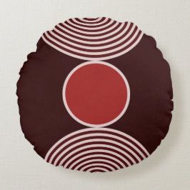 Coussin circulaire Motif circulaire rouge minimal