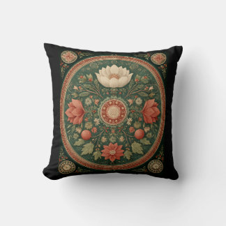 Coussin Circular Geometric Design, Forest Green,