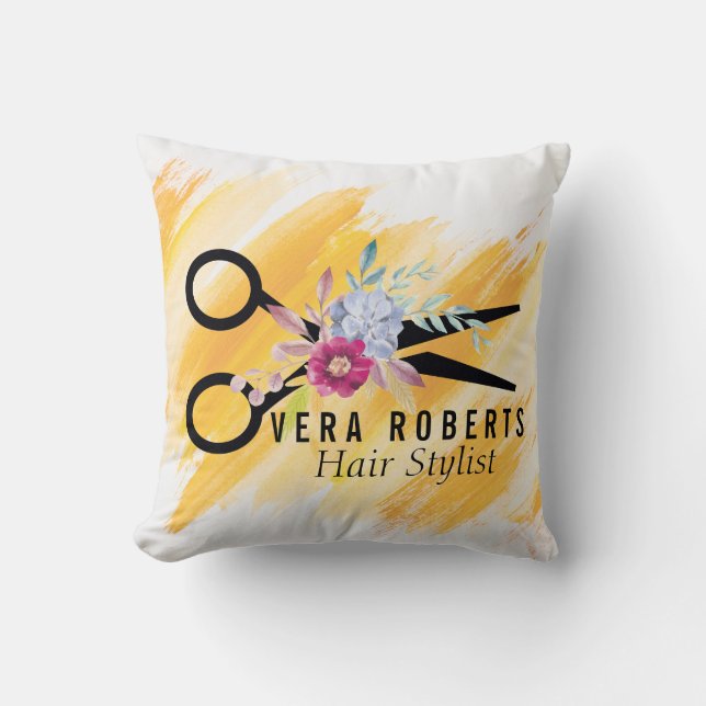 Coussin Ciseaux d'or professionnel et salon de beauté flor (Recto)