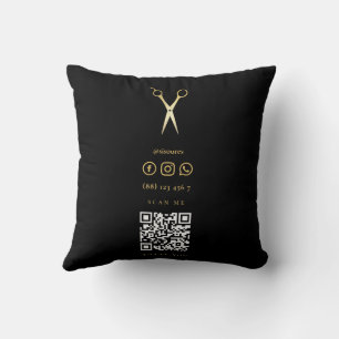 Coussin Ciseaux Or Coiffeur minimaliste Qr Code