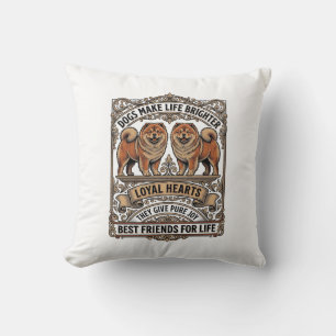 Coussin Citation Amoureux de Chien Gravure Vintage Art de 