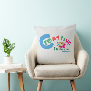 Coussin Citation artistique colorée Créatif en cours