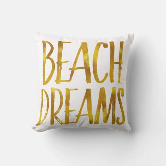 Coussin Citation côtière Gold Foil de Beach Dreams (Recto)