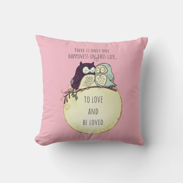Coussin Citation d'amour rose (Recto)