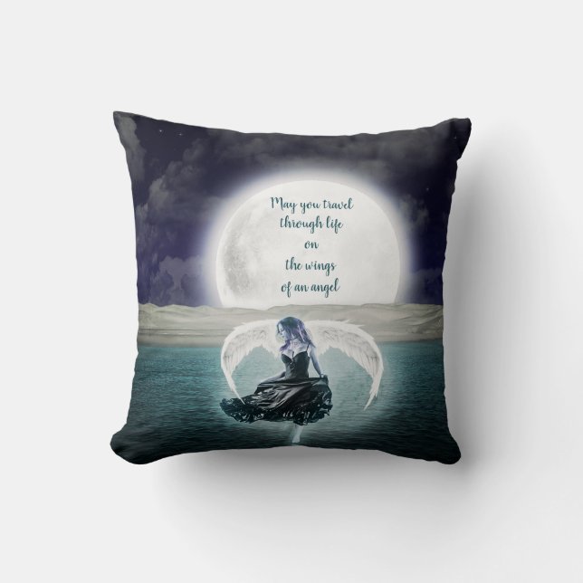 Coussin Citation d'Angel Wings sur l'océan Personnaliser (Recto)