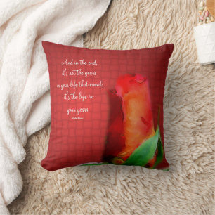 Coussin Citation d'attitude de vie Rose Rouge Inspirante 