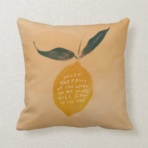 Coussin Citation de confiance et citron - décoration mais