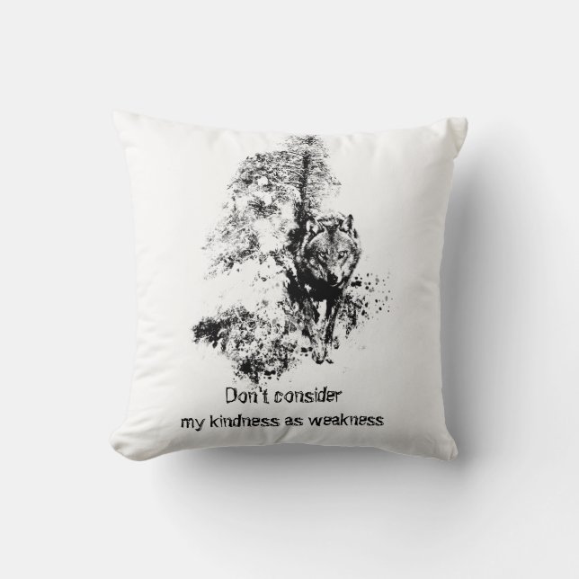 Coussin Citation de gentillesse du loup gris d'art graphiq (Recto)